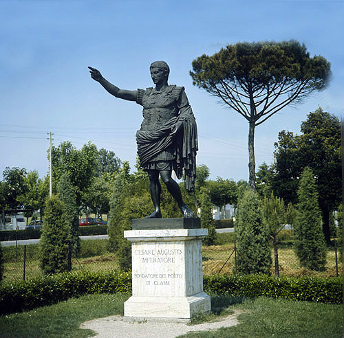 Emperor Caesar Augustus, 63BC -14AD, bronze statue, Ravenna, Italy
